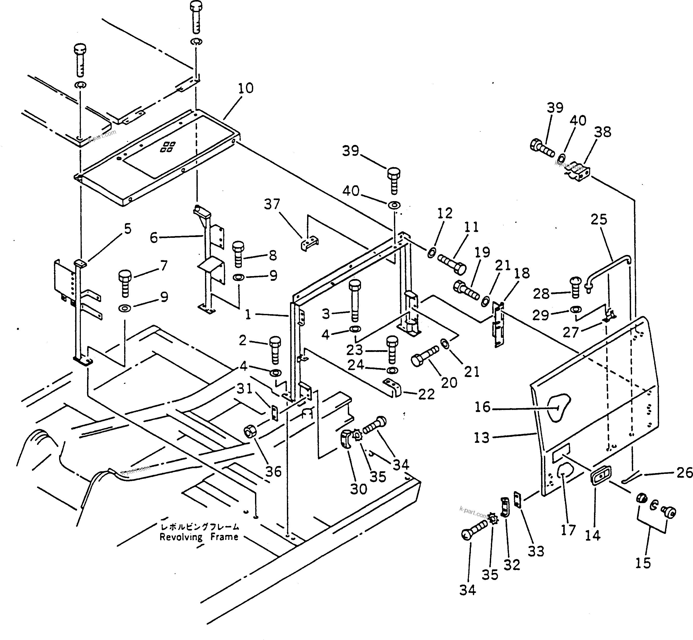 Komatsu parts book diagram for PC100-5 S/N 28001-UP: LEFT SIDE COVER (FOR LONG LEVER CONTROL)(#28001-29805)