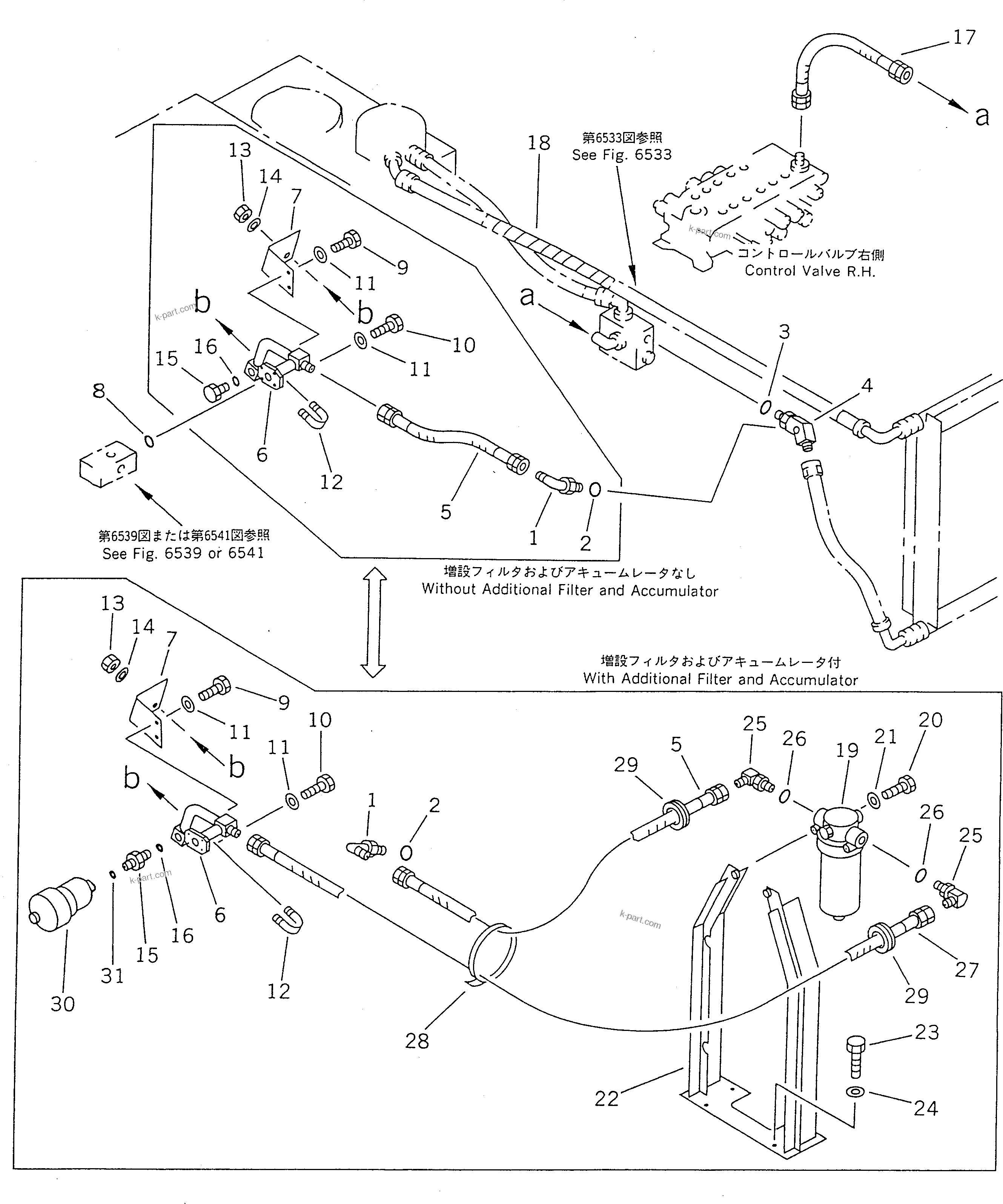 Komatsu parts book diagram for PC100-5 S/N 28001-UP: HYDRAULIC PIPING (OIL COOLER AND RETURN LINE) (2/2)              (2-ACTUATER ATTACHMENT)(#32402-)