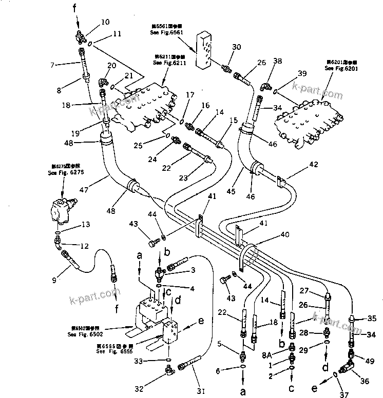 Komatsu parts book diagram for PC100-5 S/N 28001-UP: HYDRAULIC PIPING (P.P.C. PIPING 2/2) (FOR WRIST CONTROL LEVER)(#28001-29992)
