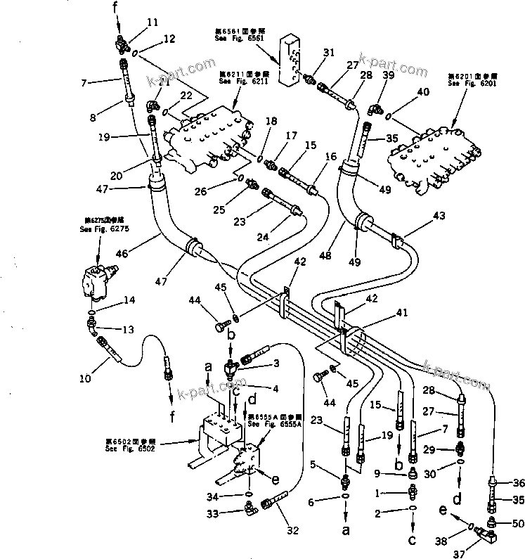 Komatsu parts book diagram for PC100-5 S/N 28001-UP: HYDRAULIC PIPING (P.P.C. PIPING 2/2) (FOR WRIST CONTROL LEVER)(#29993-32401)
