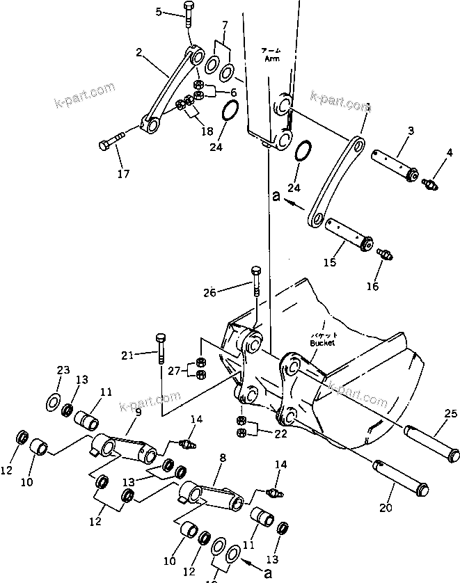 Komatsu parts book diagram for PC100-5 S/N 28001-UP: REINFORCED BUCKET LINK