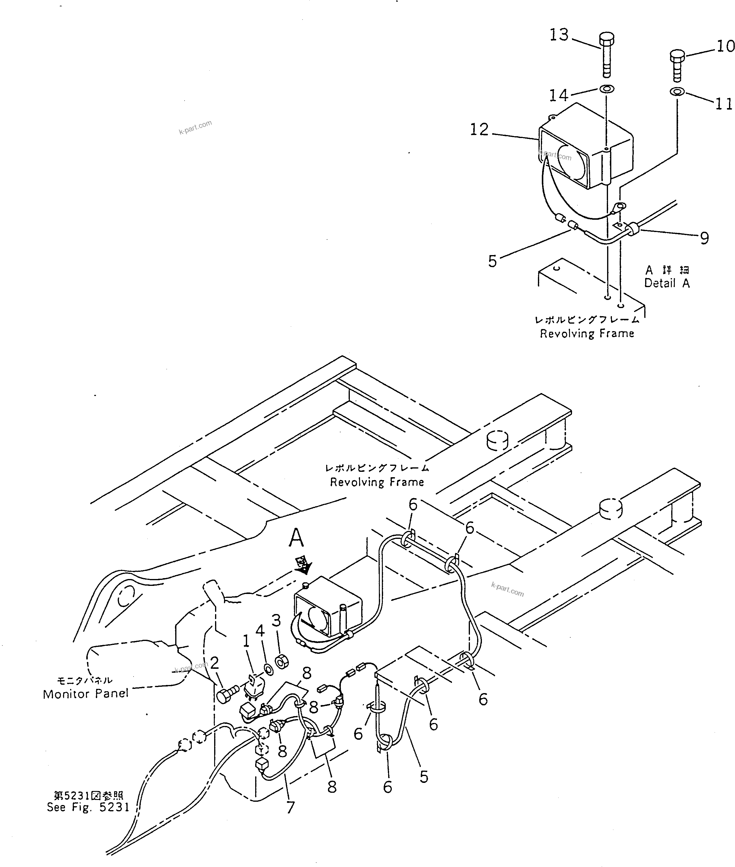 Komatsu parts book diagram for PC100-5 S/N 28001-UP: TRAVEL ALARM (FOR WRIST CONTROL LEVER) (STANDARD FOR U.S.A. ONLY)(#34349-)