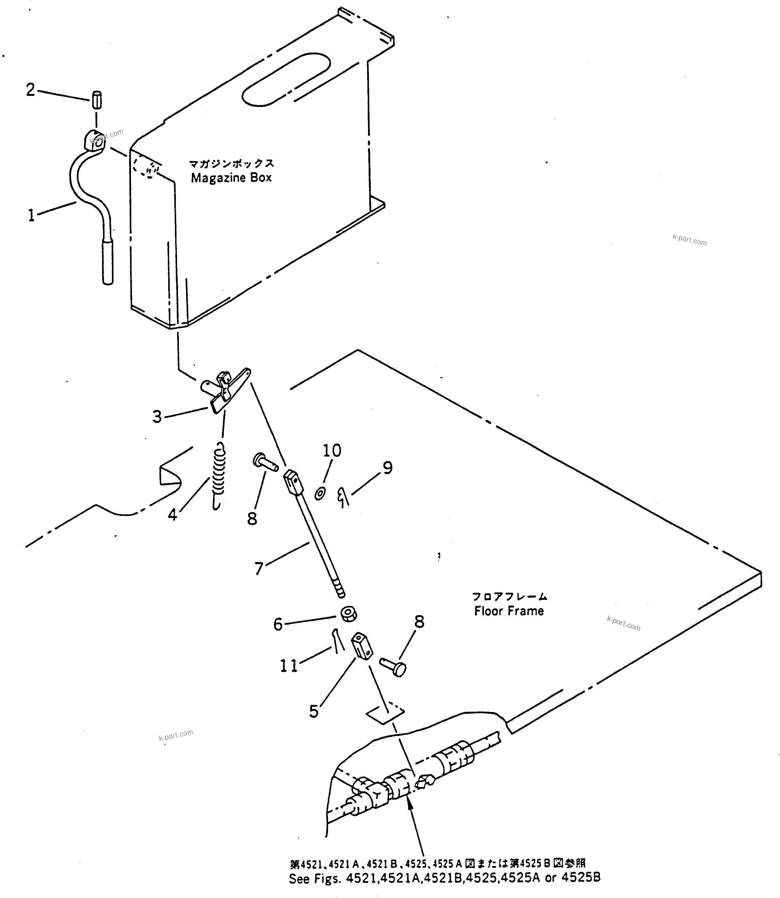 Komatsu parts book diagram for PC100-5 S/N 28001-UP: WORK EQUIPMENT LOCK LEVER (FOR WRIST CONTROL LEVER)