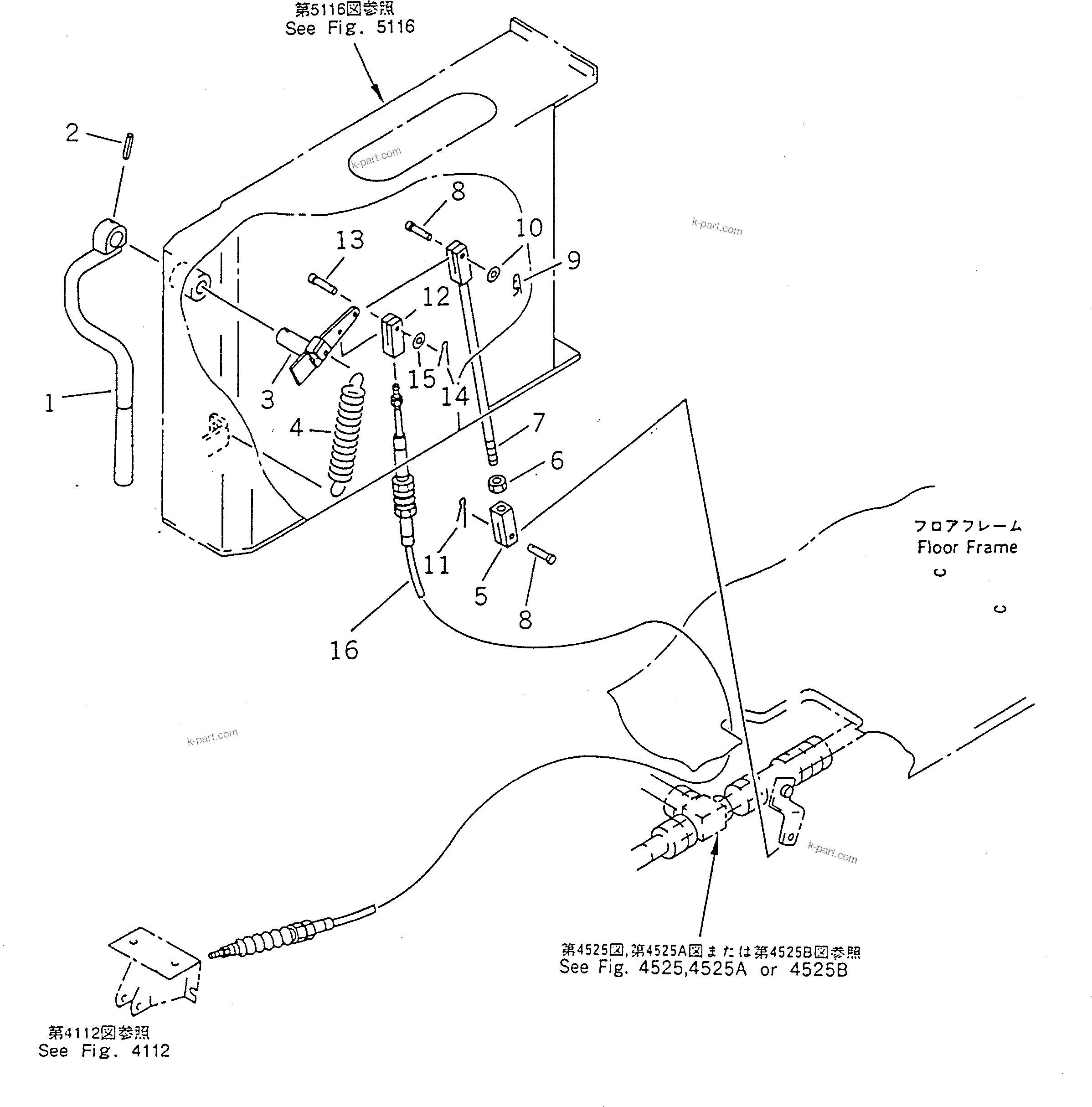 Komatsu parts book diagram for PC100-5 S/N 28001-UP: WORK EQUIPMENT LOCK LEVER (WITH TRAVEL LOCK) (FOR WRIST CONTROL  LEVER) (STANDARD FOR U.S.A. ONLY)(#34349-)