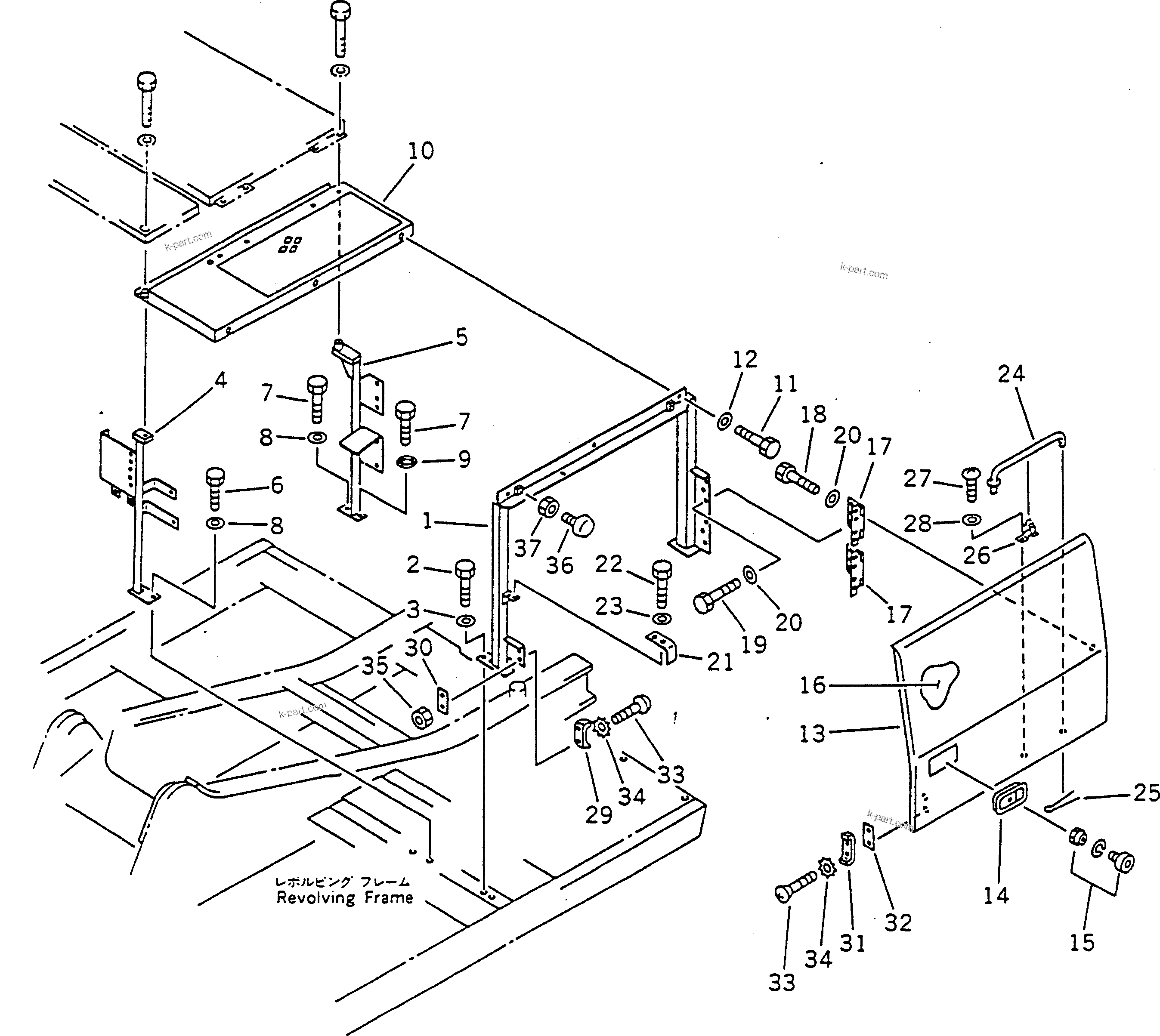 Komatsu parts book diagram for PC100-5 S/N 28001-UP: LEFT SIDE COVER (PC100SS)(#29806-32401)