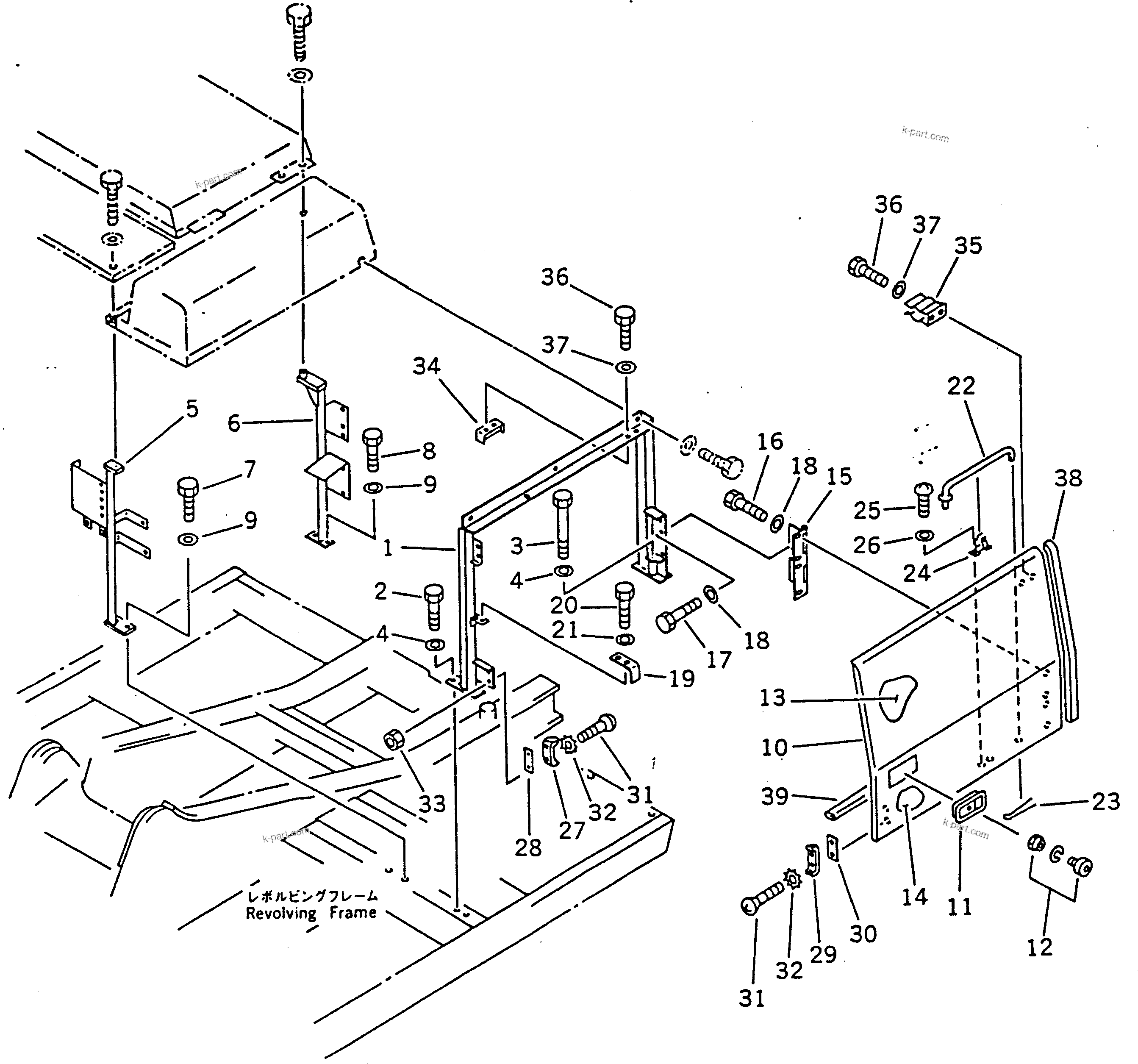 Komatsu parts book diagram for PC100-5 S/N 28001-UP: LEFT SIDE COVER (PC100SS)(#28001-29805)