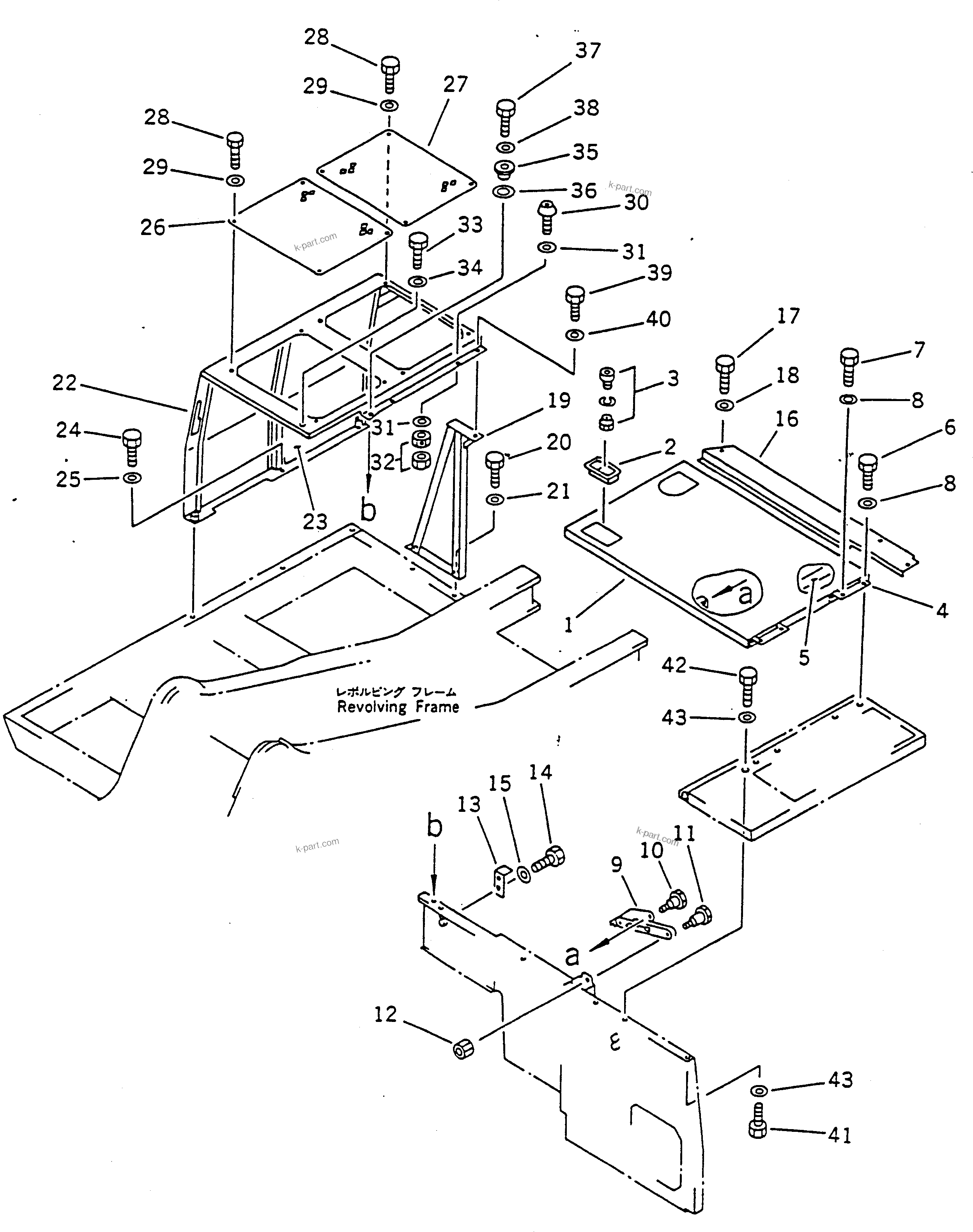 Komatsu parts book diagram for PC100-5 S/N 28001-UP: RIGHT SIDE COVER(#28001-32401)