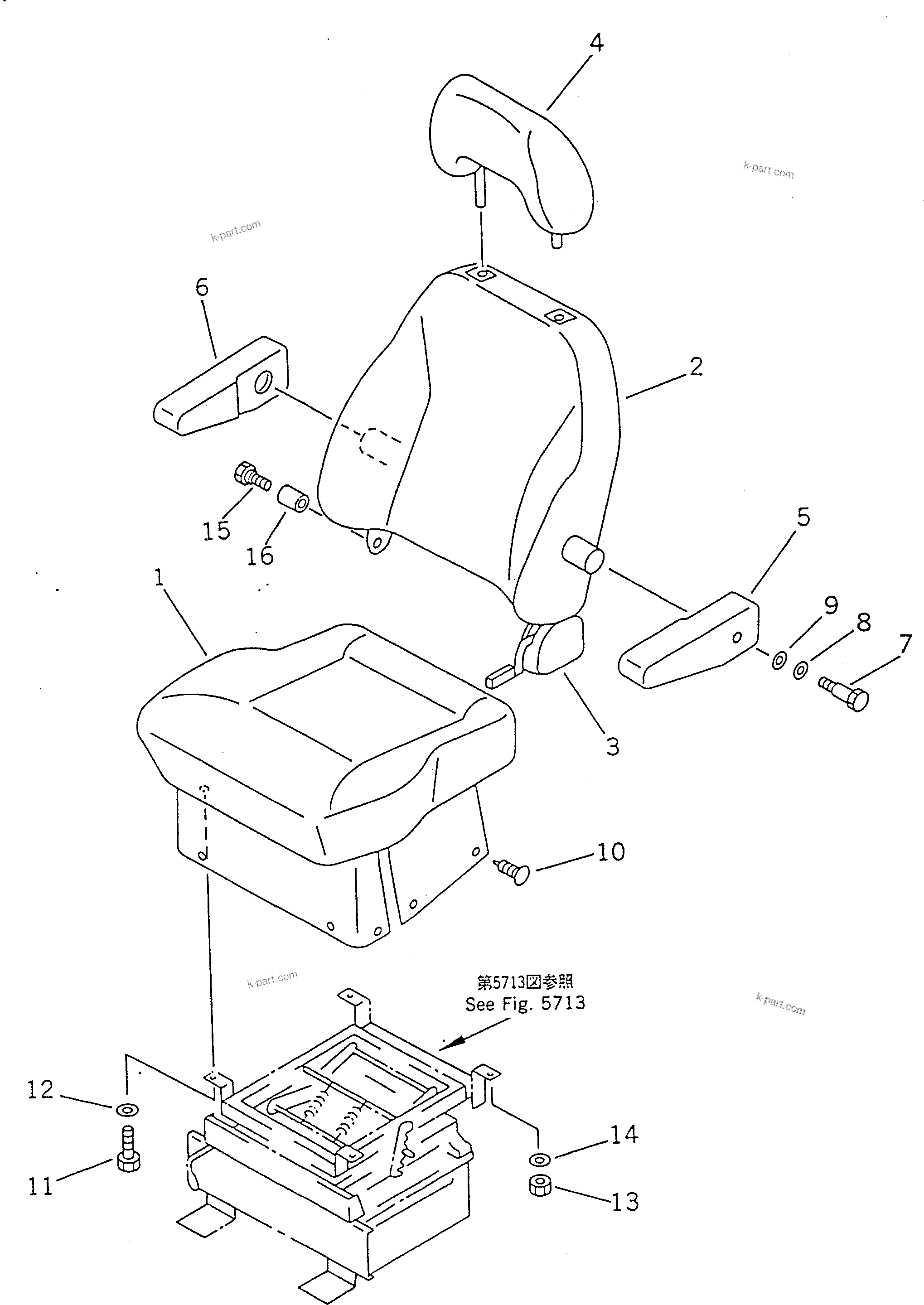 Komatsu parts book diagram for PC100-5 S/N 28001-UP: OPERATOR'S SEAT (FOR LONG LEVER CONTROL)(#32402-)