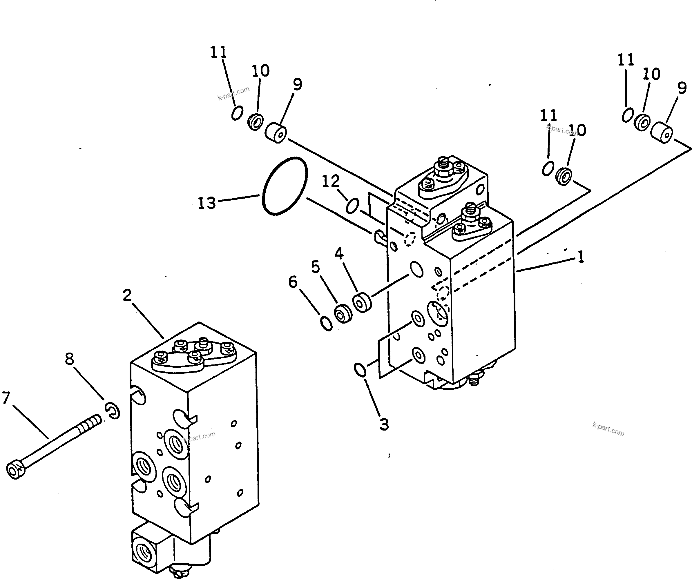 Komatsu parts book diagram for PC100-5 S/N 28001-UP: HYDRAULIC PUMP (SERVO VALVE UNIT ? REAR) (11/15)