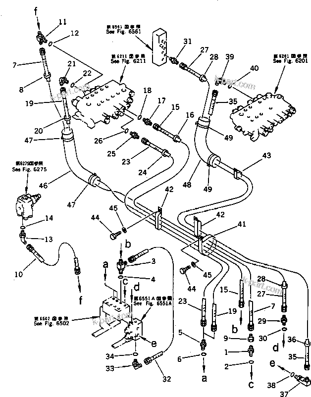 Komatsu parts book diagram for PC100-5 S/N 28001-UP: HYDRAULIC PIPING (P.P.C. PIPING 2/2) (FOR LONG LEVER CONTROL)(#29993-32401)