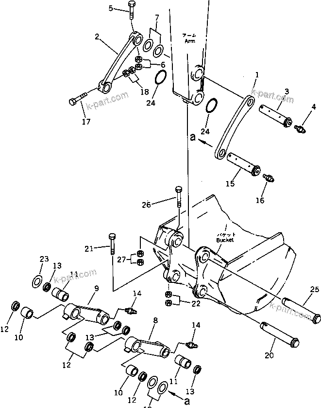 Komatsu parts book diagram for PC100-5 S/N 28001-UP: REINFORCED BUCKET LINK