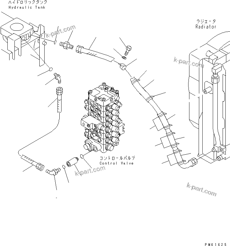Komatsu parts book diagram for PC100-6Z S/N 40001-UP: OIL COOLER LINE(#45000-)