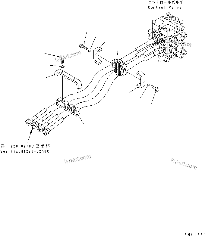 Komatsu parts book diagram for PC100-6Z S/N 40001-UP: VALVE PIPING (HOSE CLAMP)(#45000-)