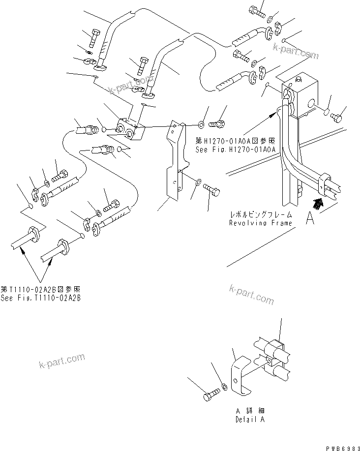 Komatsu parts book diagram for PC100-6Z S/N 40001-UP: ATTACHMENT LINE (CONVERTIBLE VALVE AND JOINT BLOCK PIPING)(#45000-46932)