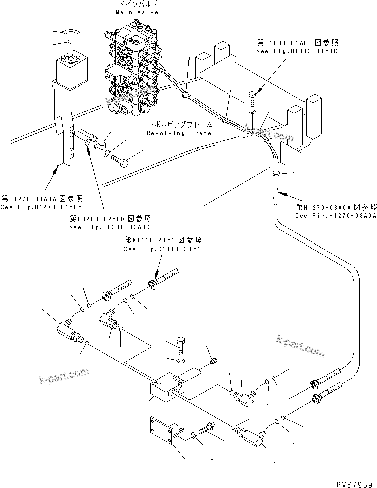 Komatsu parts book diagram for PC100-6Z S/N 40001-UP: ATTACHMENT LINE (SWITCH BLOCK PIPING AND MARK)                   (1-ACTUATER ATTACHMENT) (CUSTOM)(#45000-46826)