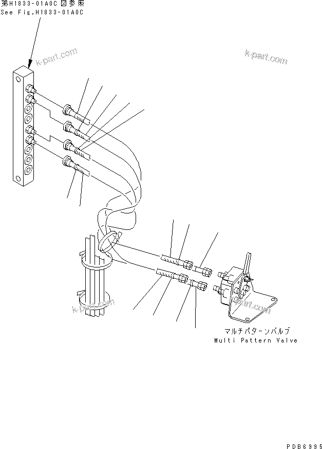 Komatsu parts book diagram for PC100-6Z S/N 40001-UP: MALTIPLE PATTERN (PIPING) (2WAY)(#45000-46058)