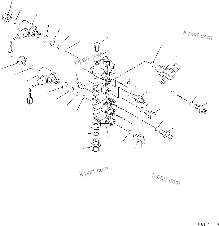 Komatsu parts book diagram for PC100-6Z S/N 40001-UP: SOLENOID VALVE LINE (SOLENOID VALVE) (2-SPEED TRAVEL)(#46059-46826)