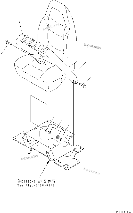 Komatsu parts book diagram for PC100-6Z S/N 40001-UP: SEAT BELT (50MM WIDE)(#45438-46058)