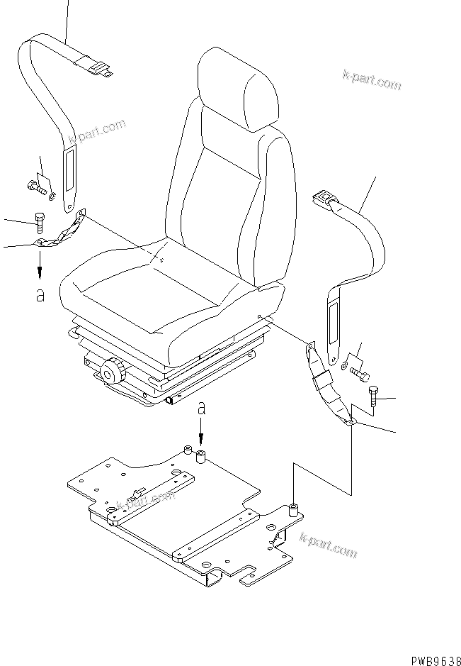 Komatsu parts book diagram for PC100-6Z S/N 40001-UP: SEAT BELT (FOR SUSPENSION TYPE SEAT) (50MM WIDE)(#46059-46826)
