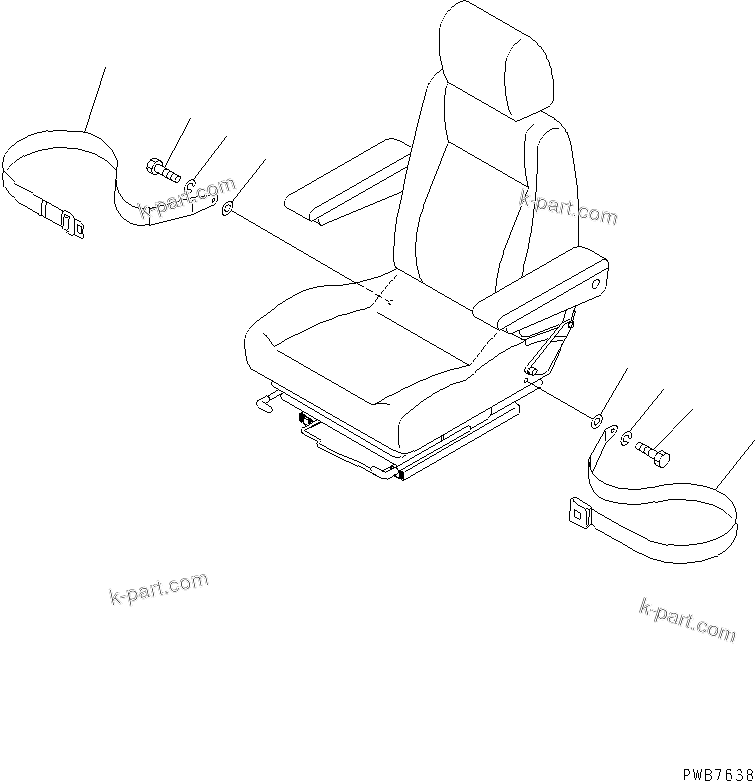 Komatsu parts book diagram for PC100-6Z S/N 40001-UP: SEAT BELT (FABRIC TYPE) (50MM WIDE)(#46059-46826)