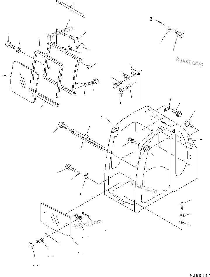 Komatsu parts book diagram for PC100-6Z S/N 40001-UP: OPERATOR'S CAB (FRONT WINDOW)(#45438-45734)