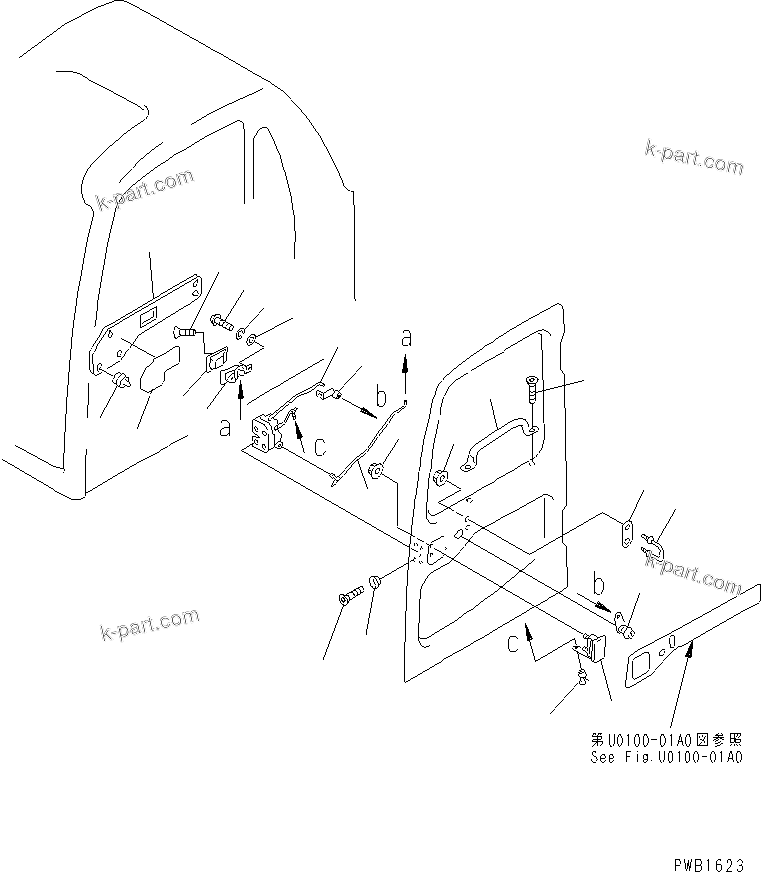 Komatsu parts book diagram for PC100-6Z S/N 40001-UP: OPERATOR'S CAB (DOOR LOCK)(#41401-)