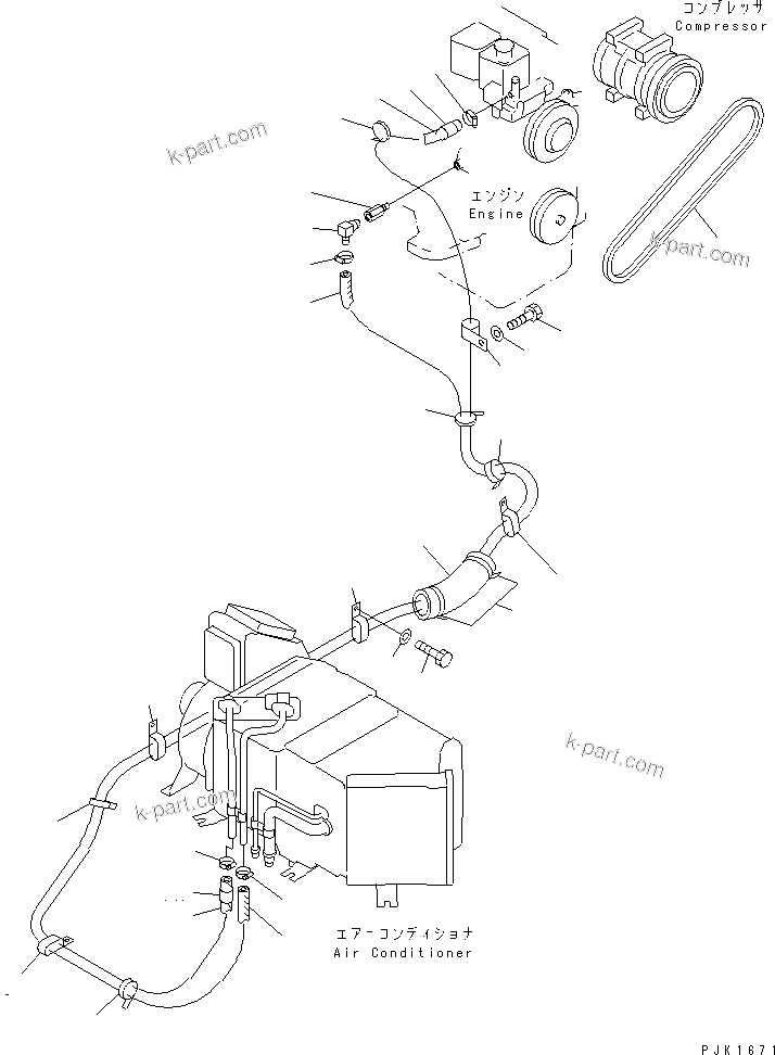 Komatsu parts book diagram for PC100-6Z S/N 40001-UP: AIR CONDITIONER (HEATER PIPING AND DUCT)(#45000-46826)