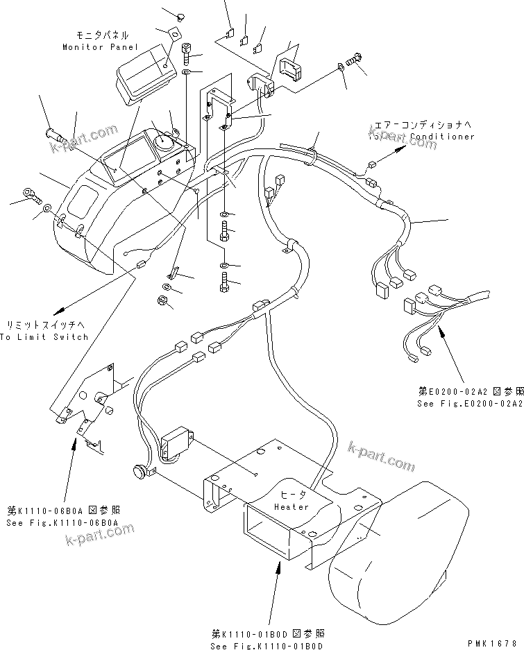 Komatsu parts book diagram for PC100-6Z S/N 40001-UP: FLOOR FRAME (RIGHT STAND) (PANEL AND HARNESS)(#45438-46058)