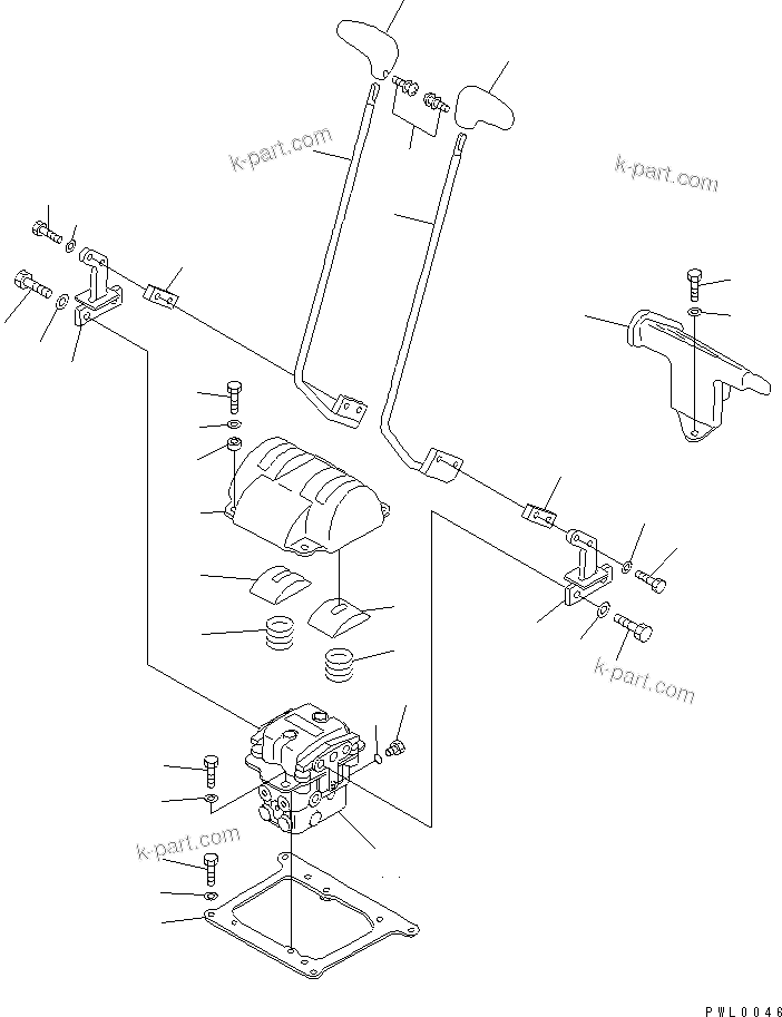 Komatsu parts book diagram for PC100-6Z S/N 40001-UP: FLOOR FRAME (TRAVEL LEVER) (WITHOUT PEDAL) (1 ACTUATOR)(#46059-46604)