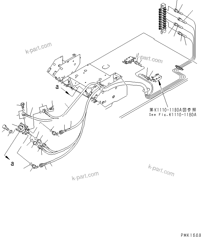 Komatsu parts book diagram for PC100-6Z S/N 40001-UP: FLOOR FRAME (P.P.C. WORK LINE L.H.) (P.P.C. VALVE AND LEFT STAND HOSE)(#45438-46058)