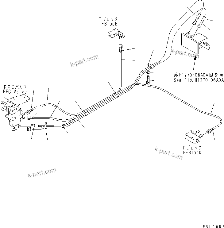 Komatsu parts book diagram for PC100-6Z S/N 40001-UP: FLOOR FRAME (ATTACHMENT P.P.C. LINE) (1 ACTUATOR)(#46059-)