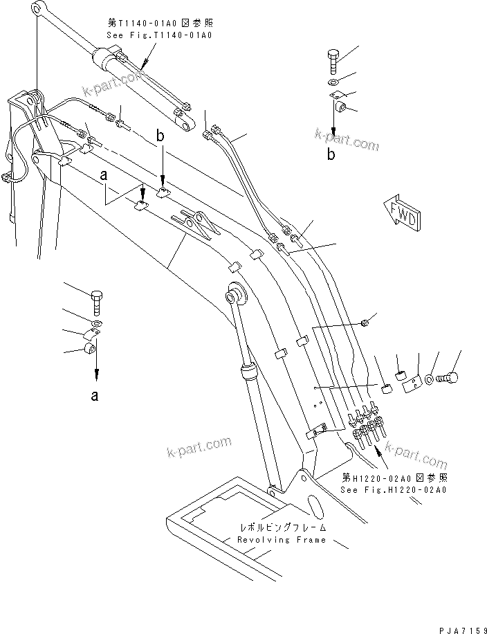 Komatsu parts book diagram for PC100-6Z S/N 40001-UP: BOOM (HYDRAULIC LINE)(#41401-)