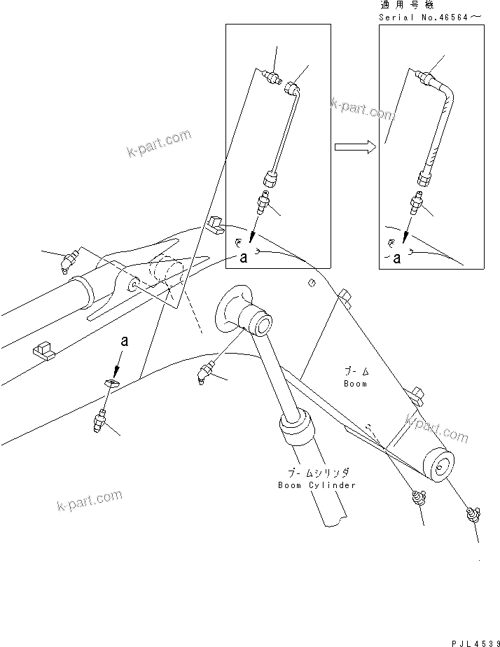 Komatsu parts book diagram for PC100-6Z S/N 40001-UP: BOOM (GREASE FITTING)(#40001-46826)