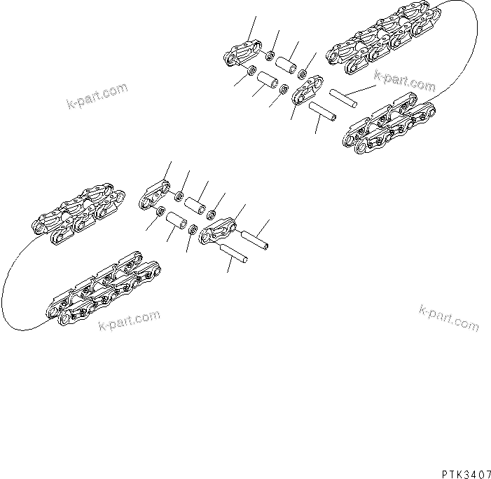 Komatsu parts book diagram for PC100-6Z S/N 40001-UP: TRACK LINK ASS'Y (80 SET) (SUPPLY PARTS)