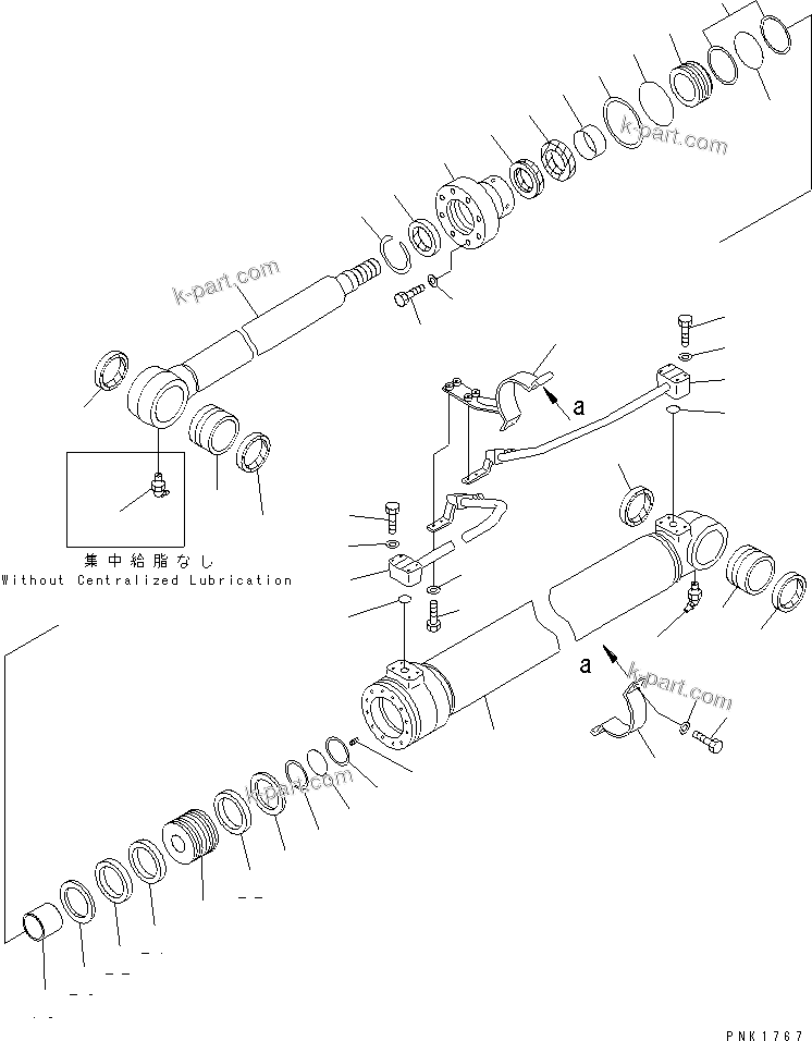 Komatsu parts book diagram for PC100-6Z S/N 40001-UP: BOOM CYLINDER (SHOCK-LESS TYPE)(#45000-)
