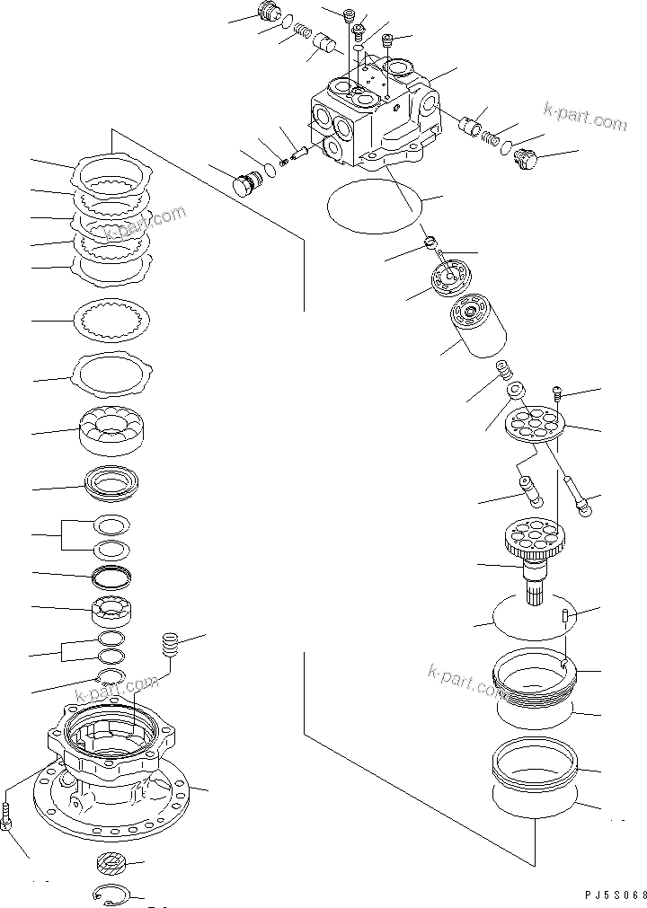 Komatsu parts book diagram for PC100-6Z S/N 40001-UP: SWING MOTOR (1/2)(#45438-46826)