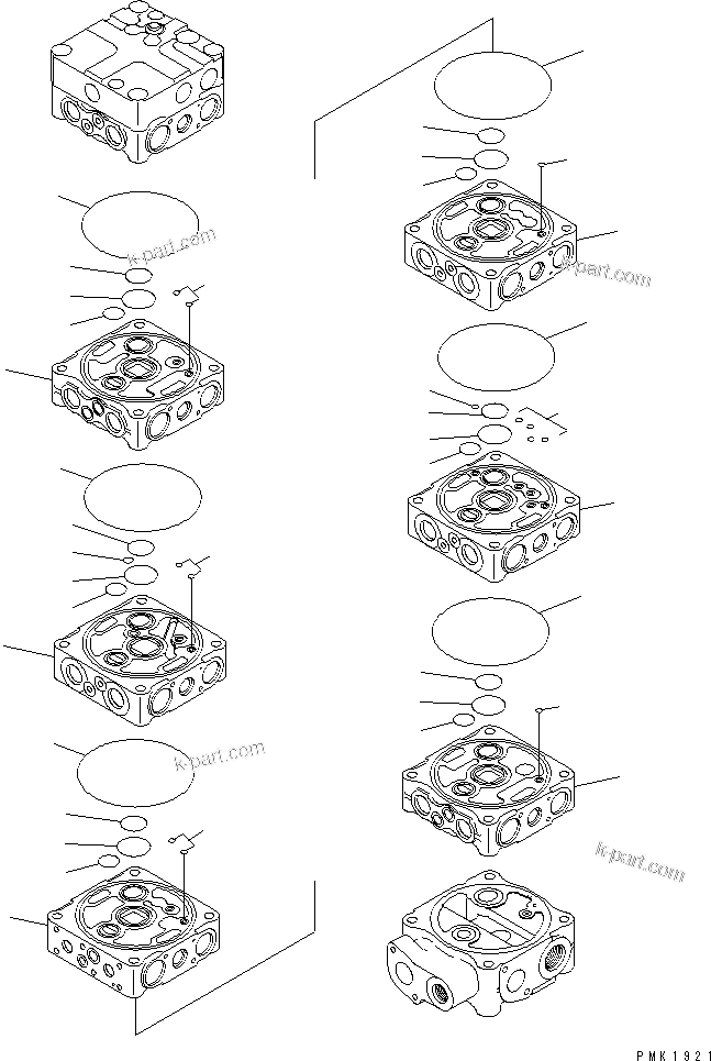 Komatsu parts book diagram for PC100-6Z S/N 40001-UP: MAIN VALVE (7-VALVE) (1/13)(#45416-46826)