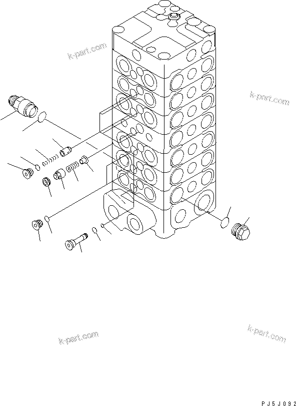 Komatsu parts book diagram for PC100-6Z S/N 40001-UP: MAIN VALVE (7-VALVE) (4/13)(#45416-46826)