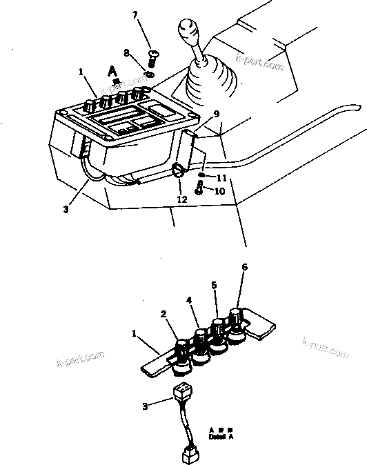 Komatsu parts book diagram for PC1000-1 S/N 10001-UP: MONITOR PANEL AND RELATED PARTS (WITH 2-STAGE SELECTOR MODE OLSS) (EXCEPT JAPAN)(#10026-)