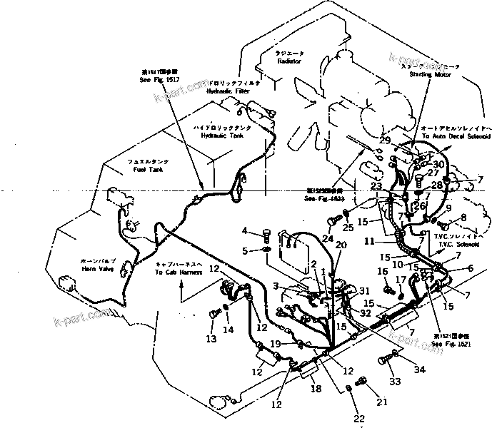 Komatsu parts book diagram for PC1000-1 S/N 10001-UP: ELECTRICAL SYSTEM (WIRING) (1/6)