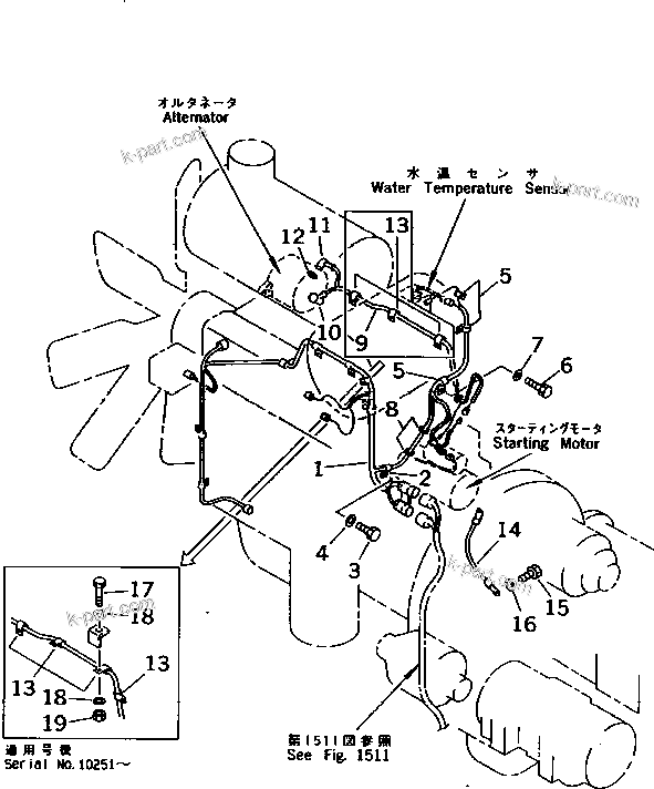 Komatsu parts book diagram for PC1000-1 S/N 10001-UP: ELECTRICAL SYSTEM (WIRING) (6/6)(#10001-10371)