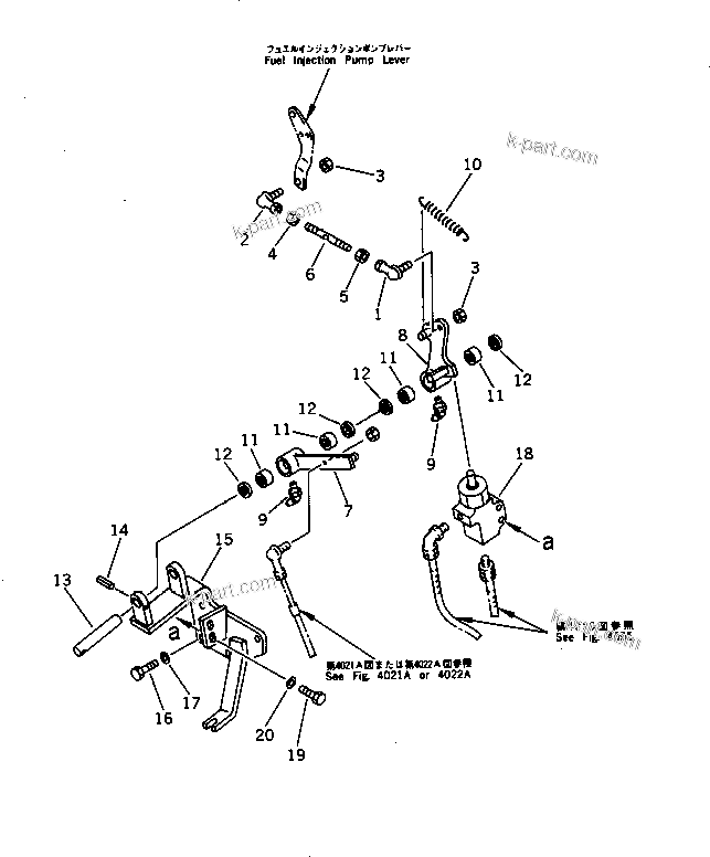 Komatsu parts book diagram for PC1000-1 S/N 10001-UP: FUEL CONTROL LEVER (2/2) (WITH AUTO DECELERATION)(#10138-)