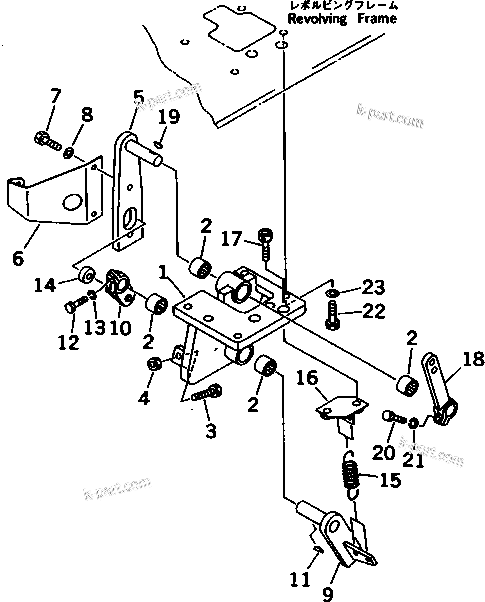 Komatsu parts book diagram for PC1000-1 S/N 10001-UP: SAFETY LOCK LEVER CONTROL (FOR EC) (2/2)(#10253-)