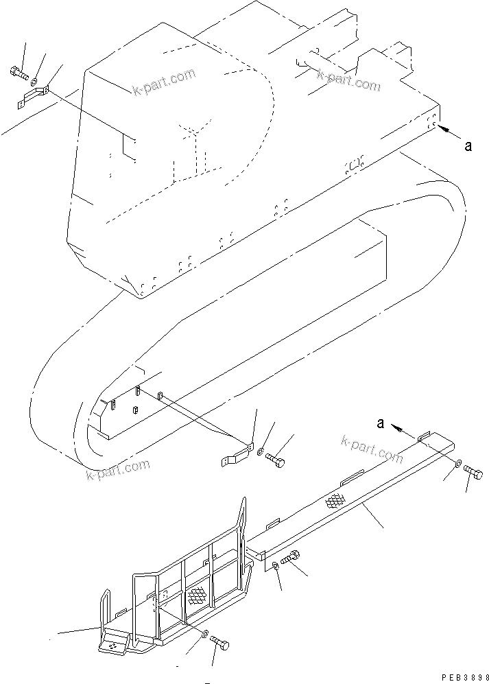 Komatsu parts book diagram for PC1000-1 S/N 10001-UP: LEFT SIDE STEP (FOR HIGH CAB) (FOR EC)(#10377-)