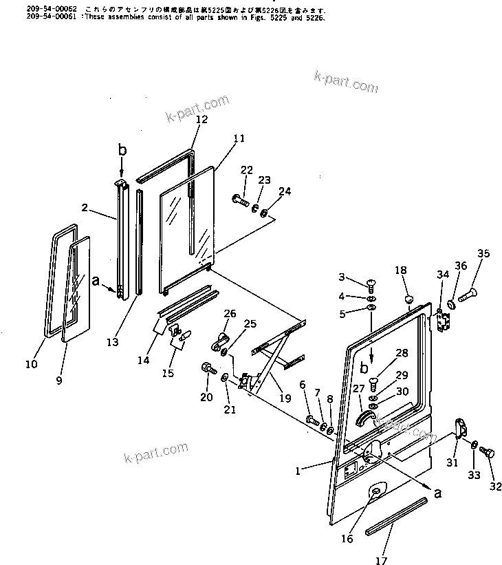 Komatsu parts book diagram for PC1000-1 S/N 10001-UP: HIGH MOUNT OPERATOR'S CAB (REAR WINDOW RIGID TYPE) (5/6)(#10001-10157)