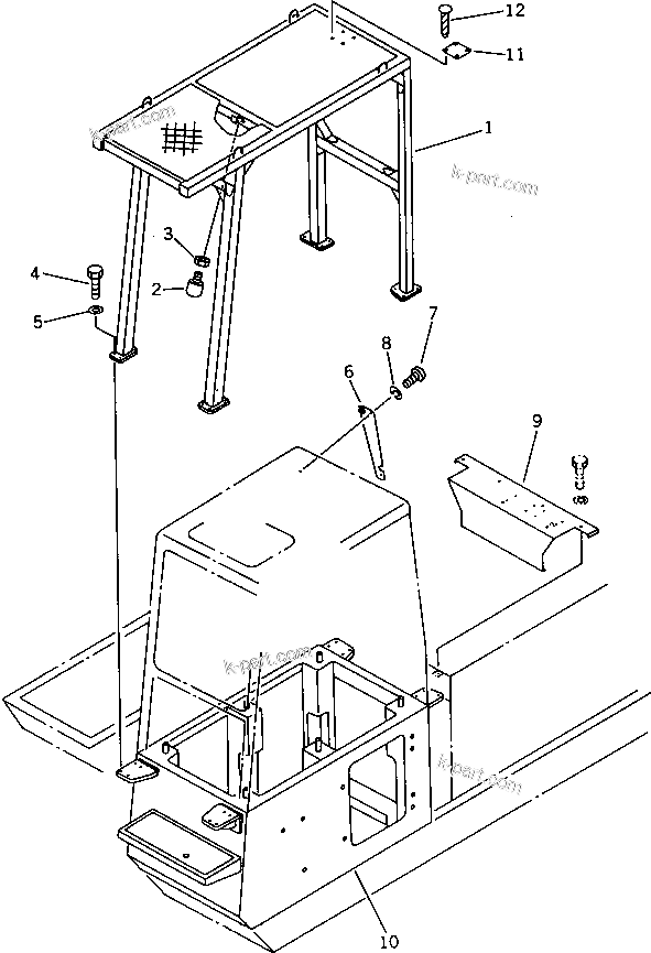 Komatsu parts book diagram for PC1000-1 S/N 10001-UP: F.O.P.S. (FOR HIGH CAB)(#10001-10119)