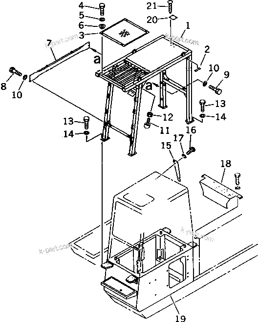 Komatsu parts book diagram for PC1000-1 S/N 10001-UP: F.O.P.S. (FOR HIGH CAB) (FOR FRONT GUARD)(#10120-)