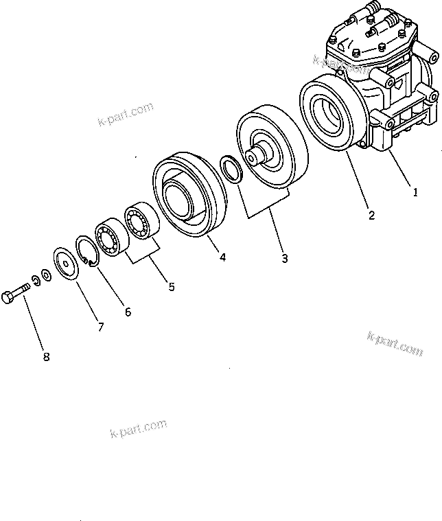 Komatsu parts book diagram for PC1000-1 S/N 10001-UP: AIR COMPRESSOR (FOR AIR CONDITIONER)(#10001-10277)