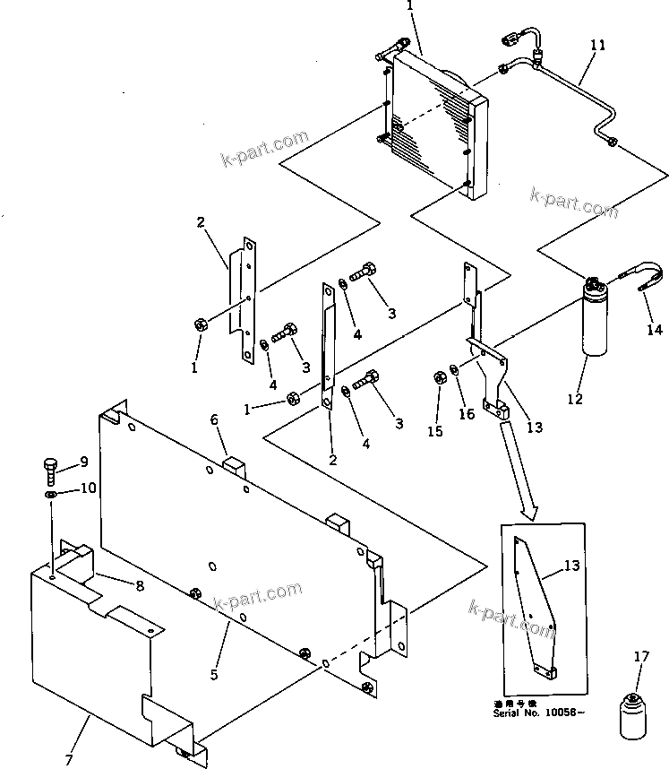 Komatsu parts book diagram for PC1000-1 S/N 10001-UP: AIR CONDITIONER (CONDENSER RELATED PARTS)(#10001-10274)
