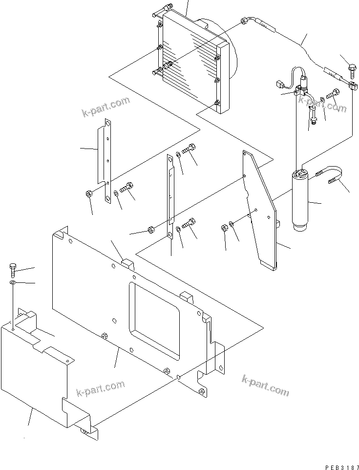 Komatsu parts book diagram for PC1000-1 S/N 10001-UP: AIR CONDITIONER (CONDENSER RELATED PARTS) (FOR HIGH CAB)(#10275-)